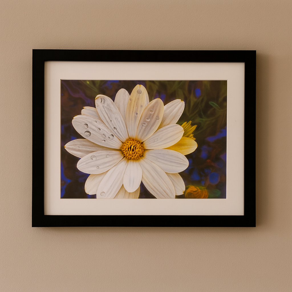 Ron Risley Art - "Daisy in the Rain " Print with Frame | B-MABID