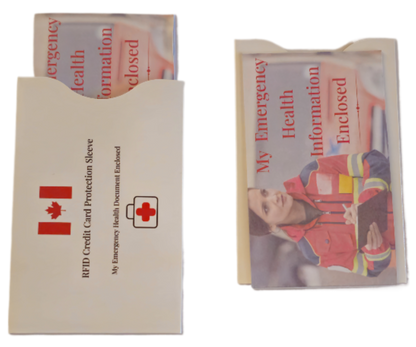 Forget Me Not -  '  2- Wallet  size Emergency Health information documents and  2- Credit Card RFID protector sleeves | Ron Risley Art