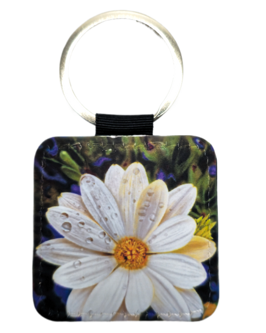 Forget Me Not -  'Daisy in the Rain' Key Ring| Ron Risley Art