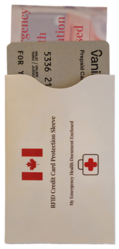 Forget Me Not -  '  2- Wallet  size Emergency Health information documents and  2- Credit Card RFID protector sleeves | Ron Risley Art