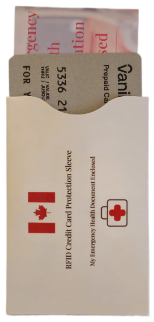 Forget Me Not -  '  2- Wallet  size Emergency Health information documents and  2- Credit Card RFID protector sleeves | Ron Risley Art